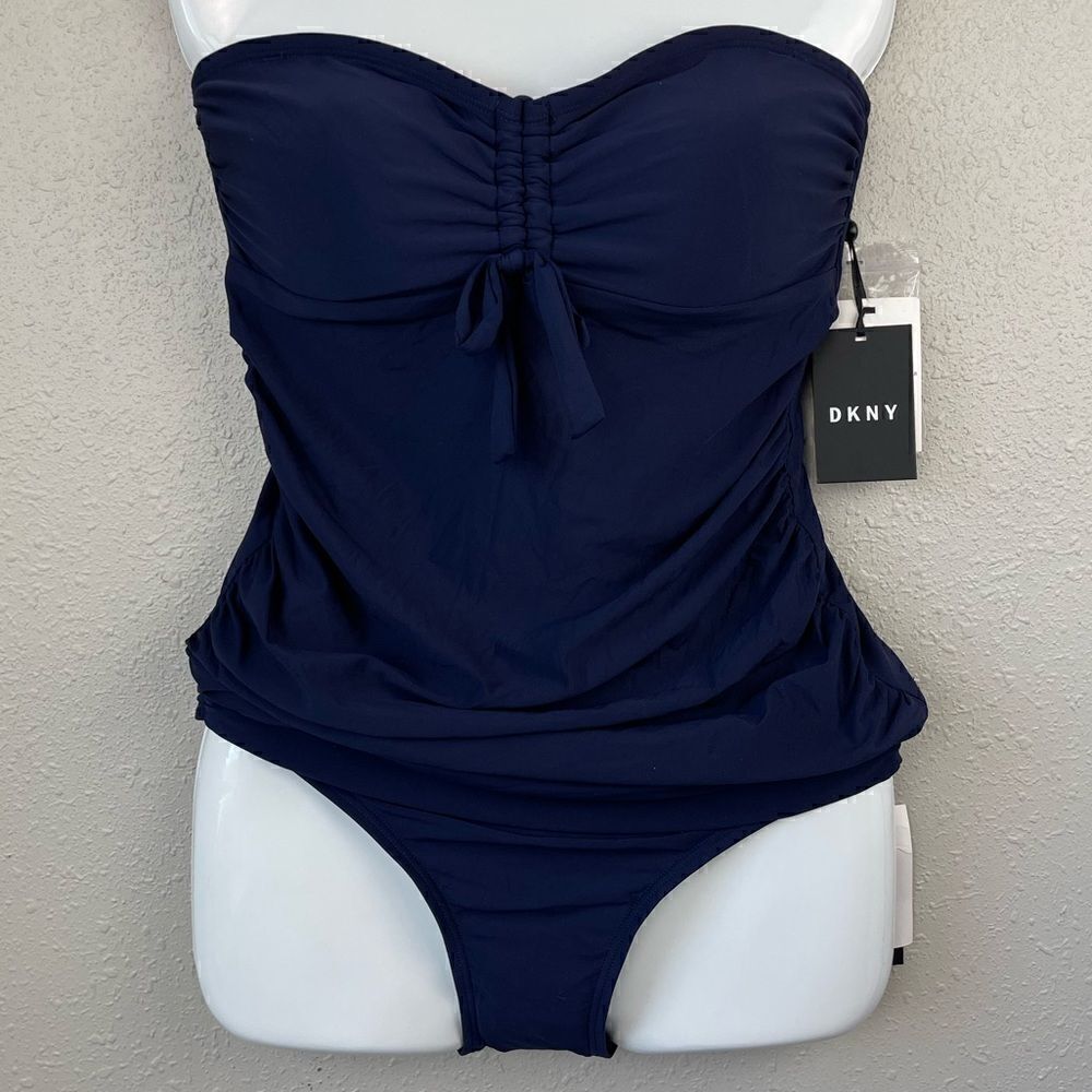 NWT DKNY Navy Blue Tankini and Matching Bottoms Sizes XS, M, and XL
